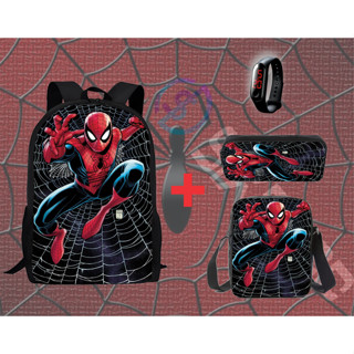 mochila pré Escolar Infantil Homem Aranha Com lancheira estojo relogio Promoção