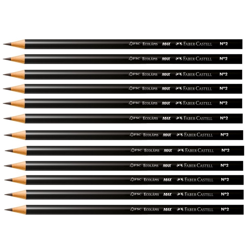 Kit 12 Lápis De Escrever Grafite Preto Faber Castell