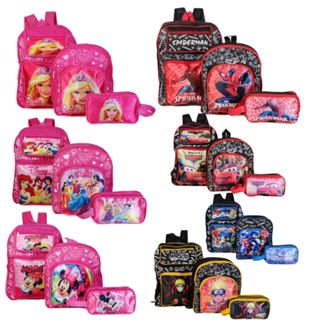 Kit 3 Mochila Infantil Escolar Viagem Bolsa Menina Ou Menino
