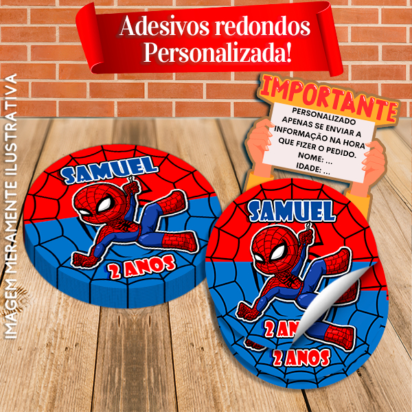 Rótulos Adesivos Redondos Personalizados Homem Aranha - Baby Cute - Preto Miles Morales em Oferta na Shopee