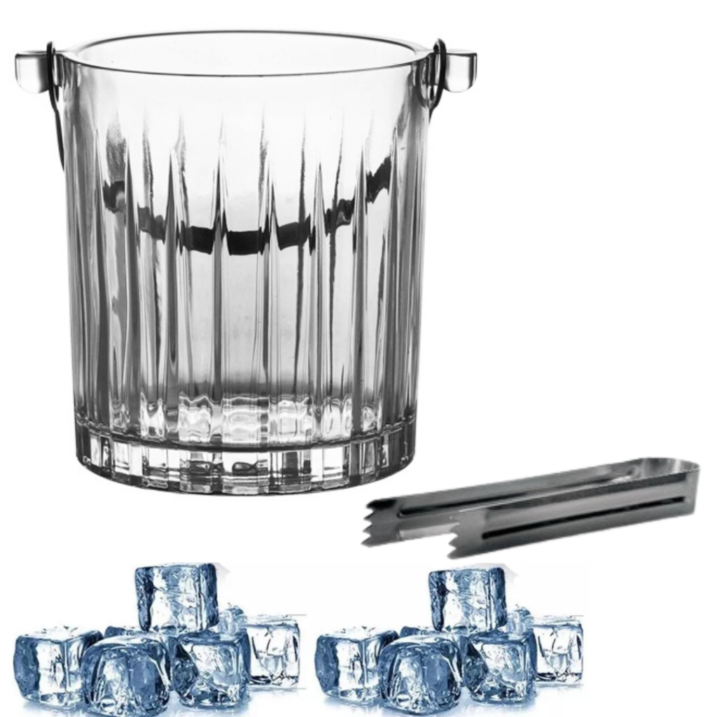 Balde de Gelo em Cristal com Pegador Inox Para Whisky Bebidas Drink Soho - Home & Living