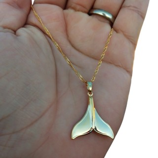 Colar Longo Rabo de Baleia Folheado Banhado em Ouro 18K