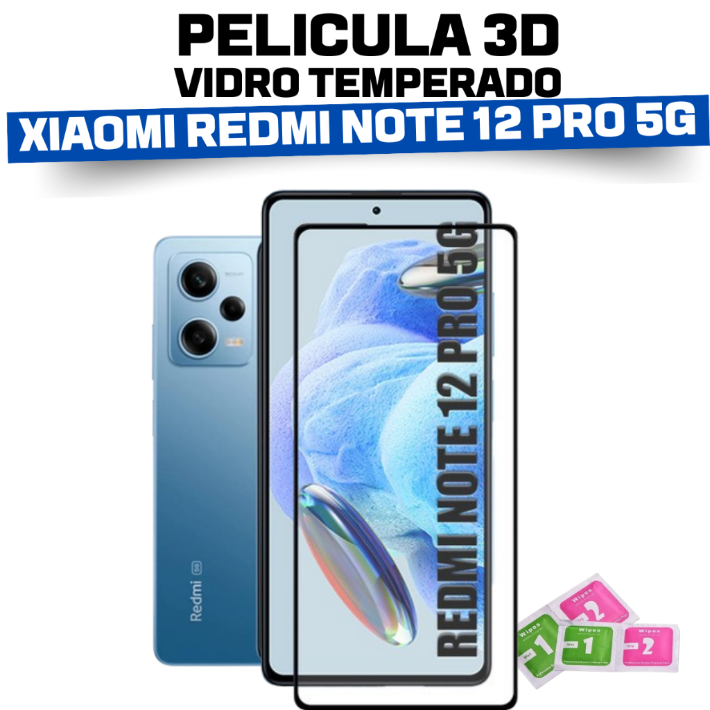 Película Frontal Para Xiaomi Redmi Note 12 PRO 5G Vidro Temperado 3D Alta Resistencia