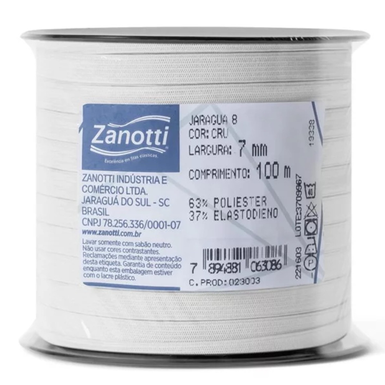 Elástico 7mm Zanotti Jaragua Branco - 100 metros em Oferta na Shopee