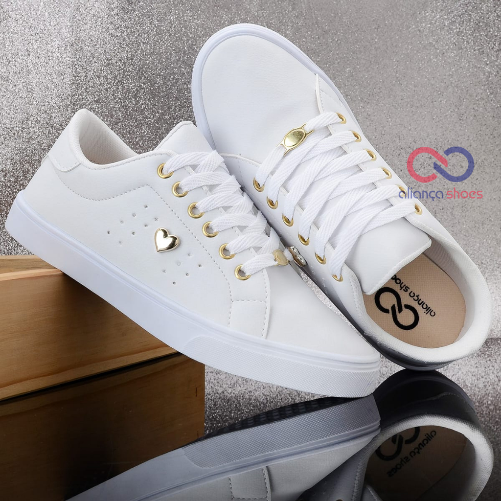 Tênis Sapatênis Casual Feminino Lançamento Coração em Oferta na Shopee