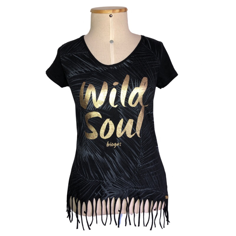 Blusa preta com franja Wild Soul Biogas