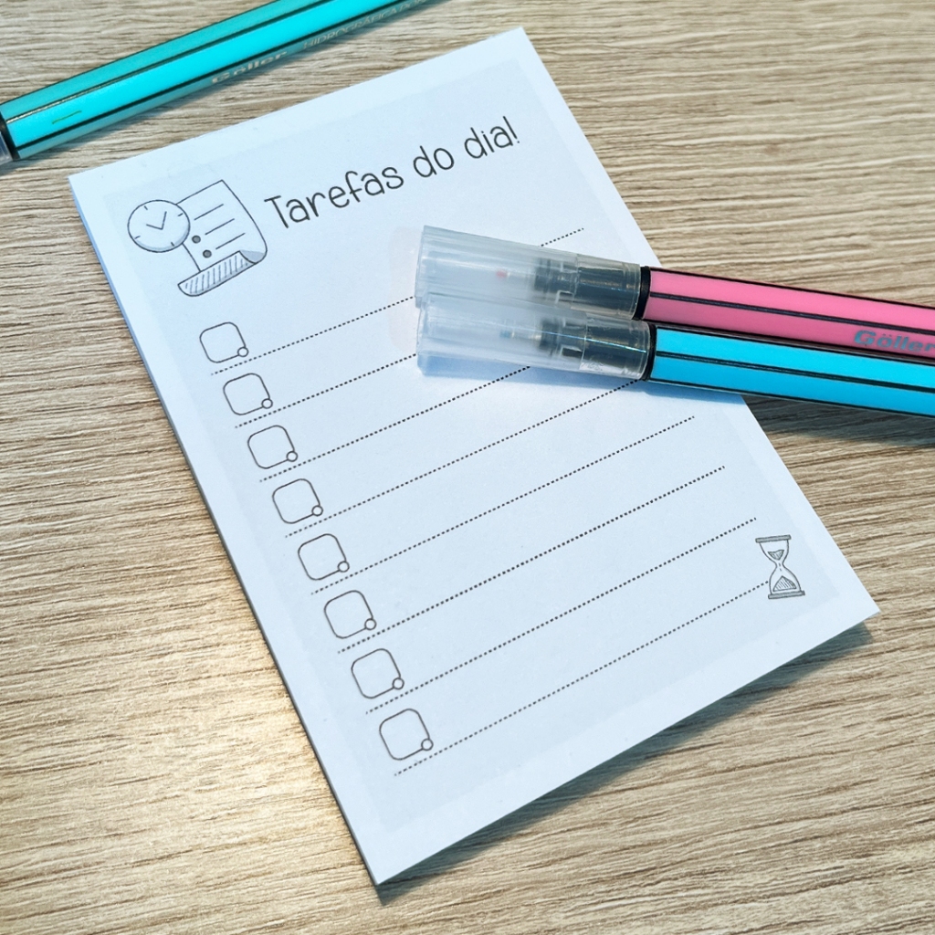 Bloquinho 100 folhas para anotações, notas, planejador e rascunho - Tarefas do dia