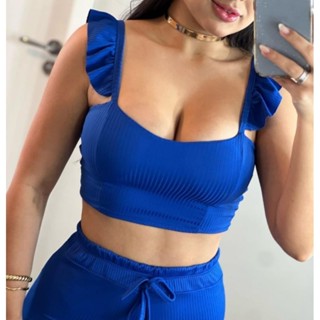 Cropped Feminino com bojo (36 ao 44) malha canelado