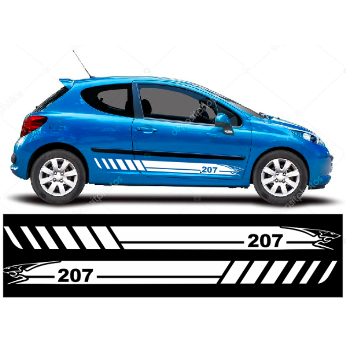 Adesivo Decorativo Faixa Lateral Esportivo Para Peugeot 207 Para Carro Esportivo Tuning