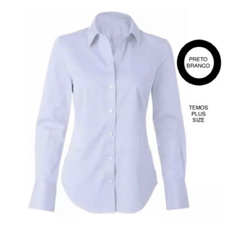 camisete branca camisa social feminina manga longa gabardine passa fácil direto da fábrica imperdível