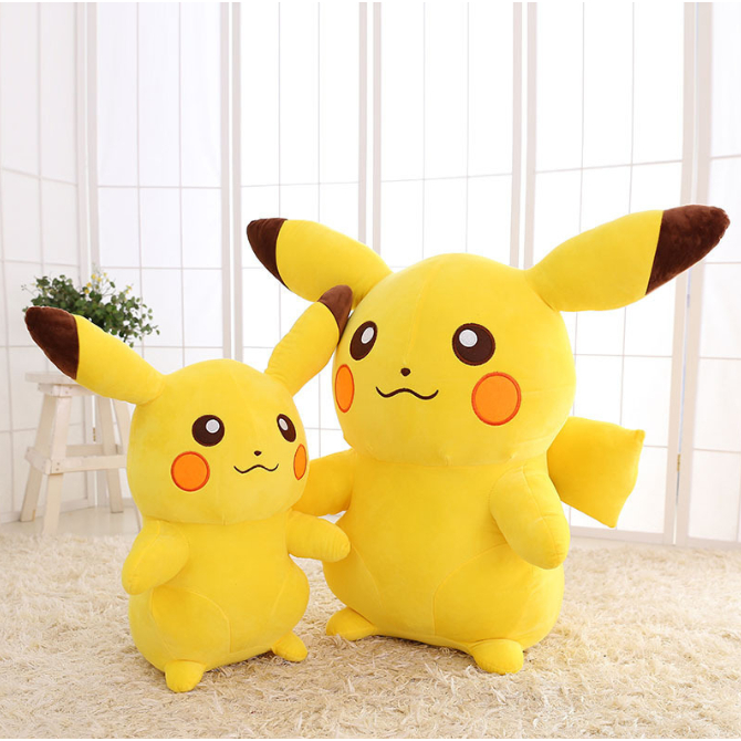 Pikachu de Pelúcia Pokémon Importado Original 40 cm / 30cm /20cm Anime Brinquedo Picachu Fofo Amarelo Travesseiro Almofada Fofo Longo Dorminhoco Dormir Brinquedo Crianças Presente Mães Pais Família Filho Filha Menino Menina Charizard Gengar Charmander