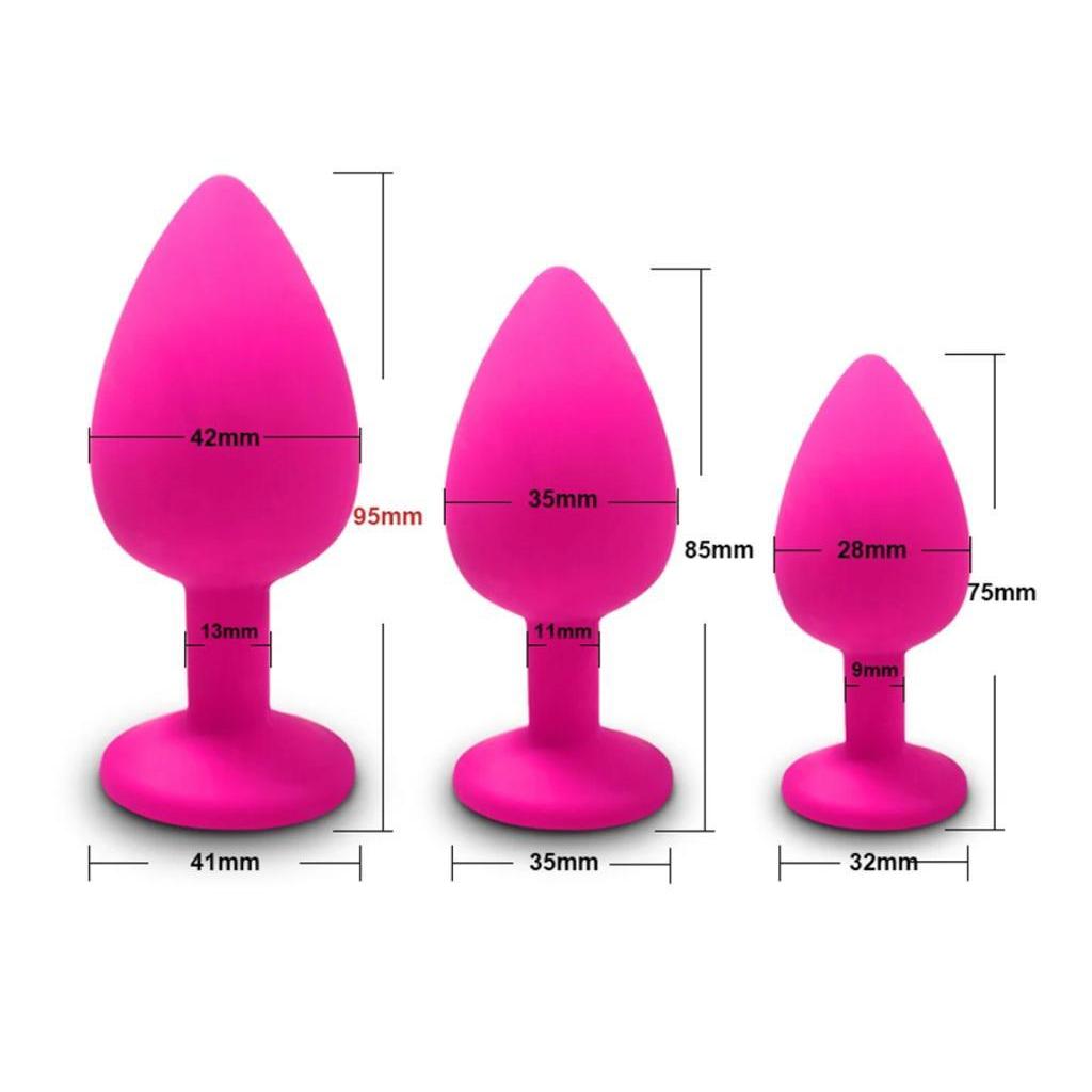 Plug Anal De Silicone Joia Na Base Aveludado 3 Tamanhos P.M.G Sex Shop