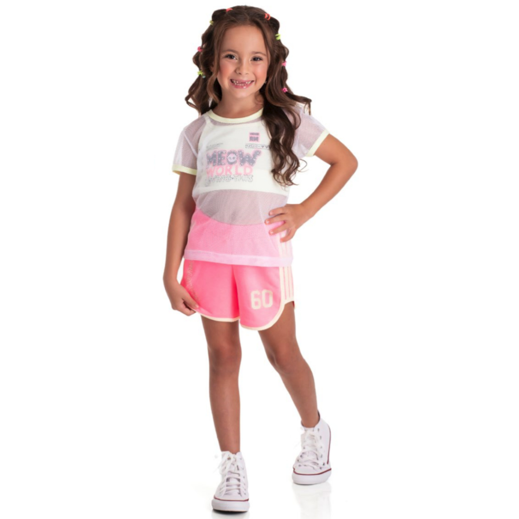 Trijunto Feminino Randa Mundu Verão Moda 4 6 8 10 ref 9450  Camiseta em tela Regata em Cotton e Short em Molecotton