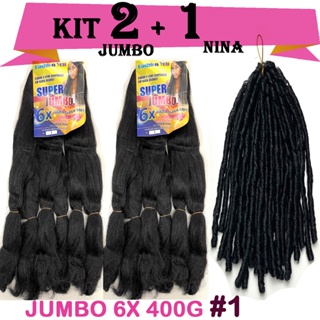 Kit 2 Pacotes Super Jumbo 6X + Nina Cachos Crochet Braids Método Gypsy Braid em Oferta na Shopee
