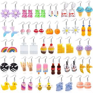 kit c/ 18 pingentes (9 pares) para FAZER BRINCOS Super divertidos chokers brincos Artesanais Kawaii Color + 18 Base Brinco Anzol em Oferta na Shopee
