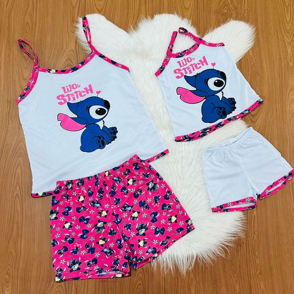 Kit 2 Baby Doll Mãe e Filha Estampa do Stitch