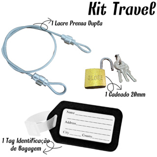 Kit Travel 1 Lacre De Mala em Aço 35cm + 1 Cadeado 20mm+ 1 Tag Identificação - Viagem Security em Oferta na Shopee