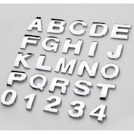 Emblema Alfabeto/Numeral letras e números automotivas Cromados Para vc personalizar Carro ou que vc precisar.