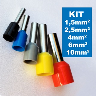 Kit Terminal Tubular Ilhós Pré isolado 1,5mm 2,5mm 4mm 6mm 10mm em cores padrão em Oferta na Shopee