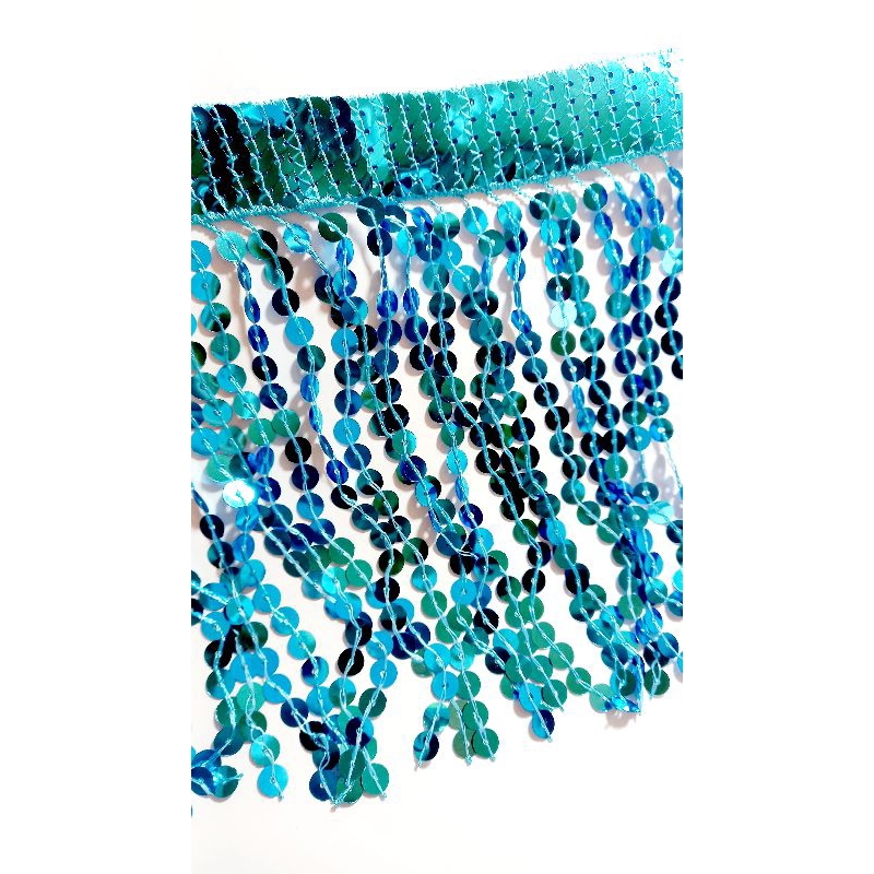 Franja com Paetês Azul Brilhante 15 cm de Altura