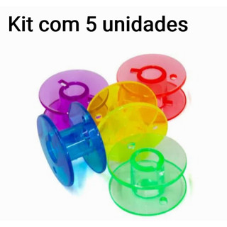 KIT Bobina/Carretilha Alta Plástica Transparente Máquina Doméstica