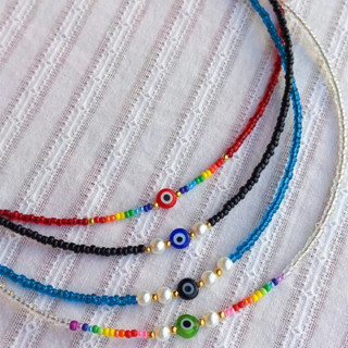 Gargantilha de olho grego, chocker miçangas, moda verão, unissex, feminino, masculino, colar ajustavel 35cm + 5cm extensor