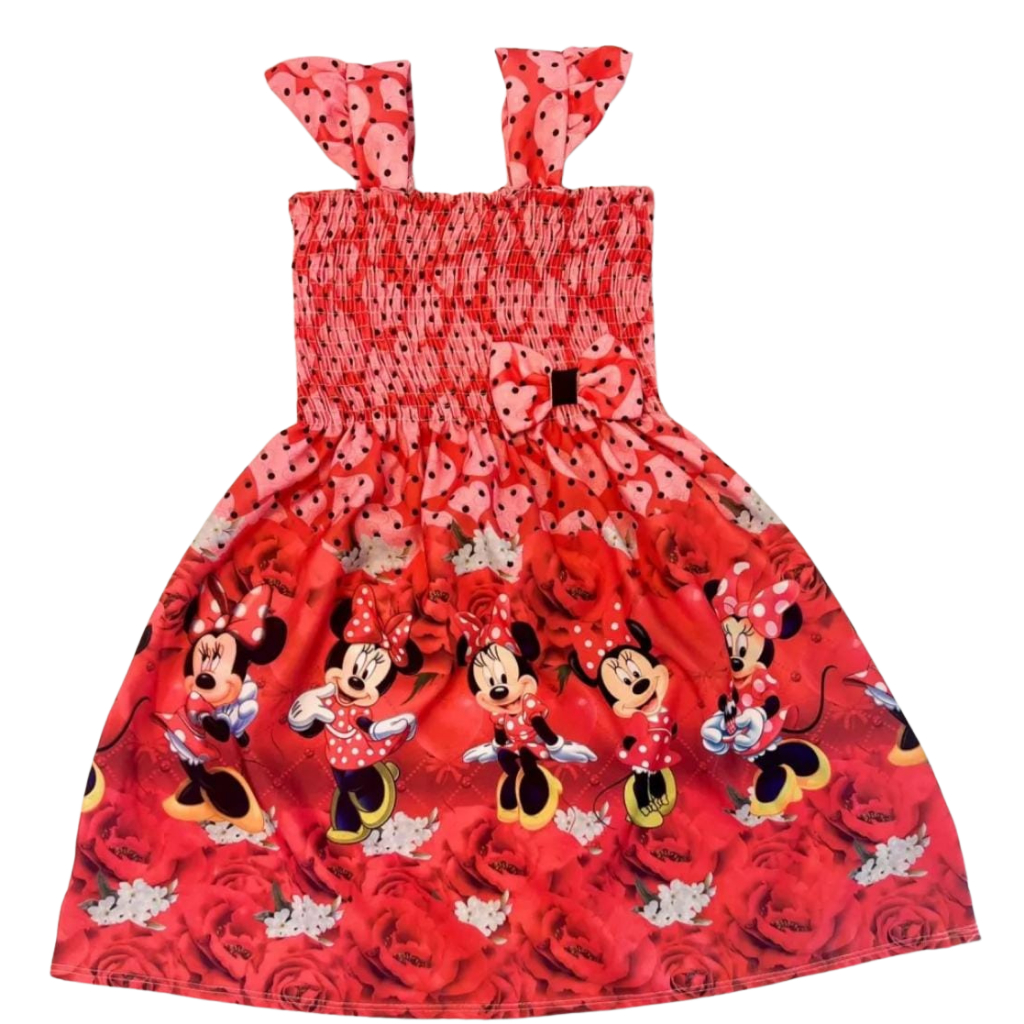 Vestido infantil de personagens: minie, moana, frozen, magali, disney, festa (excelente para festas, Fantasias e Carnaval)