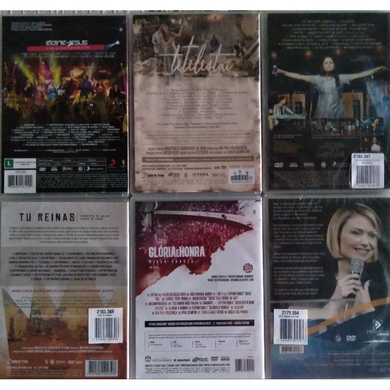 Kit com 6 DVDs Diante do Trono, Cassiane, Elaine de Jesus, Bianca Toledo, Nívea Soares
