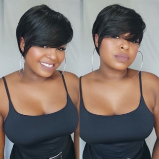 peruca lace wig curta estilo pixie idêntico fios humanos