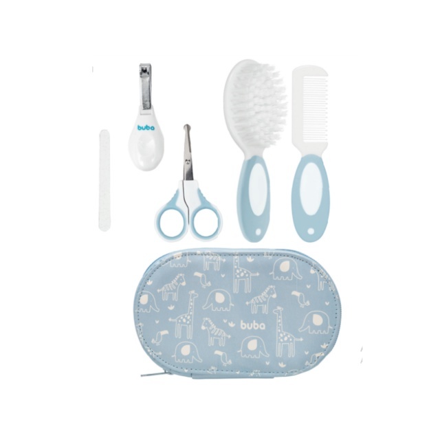 Kit Cuidados e higiene Bebe com 9 Itens com Estojo Rosa, verde ou azul