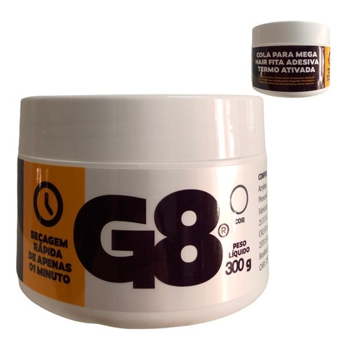 COLA G8 300GR FABRICAR MEGA HAIR FITA ADESIVA NANOPEL E INVISIVEL- COR MARROM