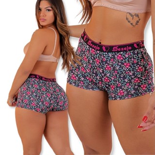 Kit 5 Calcinha Box Cueca Feminina Shortinho De Microfibra Com Forro de Algodão