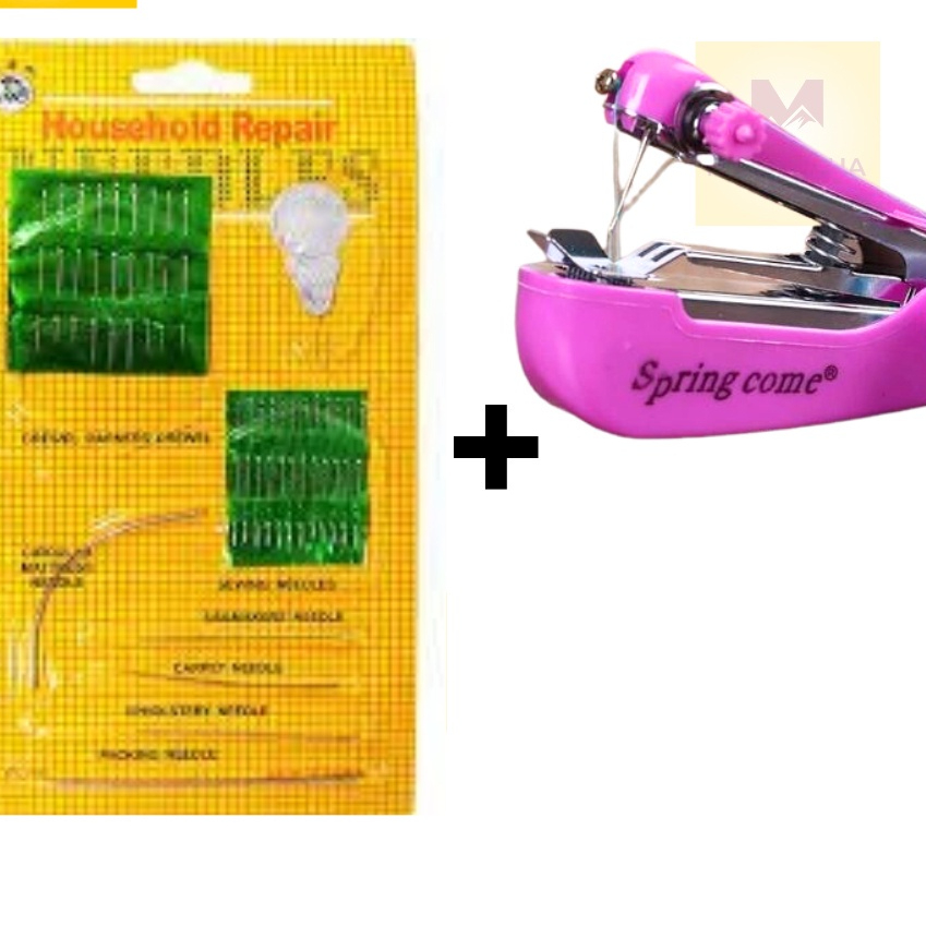 Mini Máquina De Costura Manual Portátil De Mão + Jogo De Agulhas Artesanato Agulha Linha