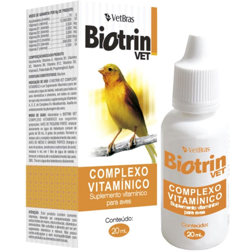 Suplemento Para Aves Biotrin Vet Complexo Vitamínico 20ml em Oferta na Shopee