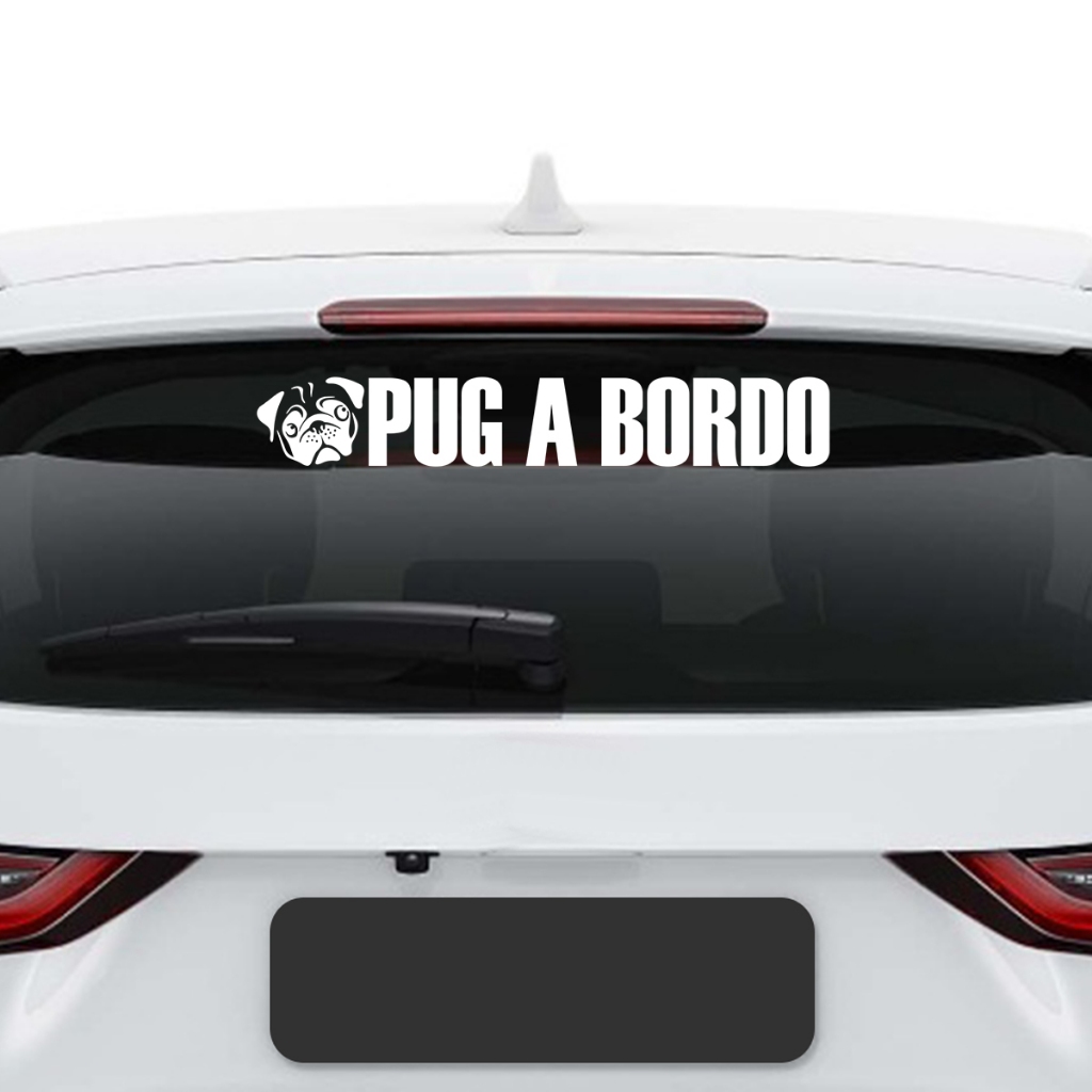 Adesivo Vidro Traseiro Pug A Bordo Dog Cachorro Carro Automotivo