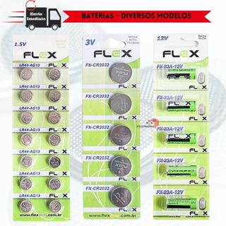 Pilha Bateria Lithium Cr2016/ Cr2025 / Cr2032 / Cr1025 / Lr44 Ag13 / 23A 3v 1.5v 12v Botão Moeda Flex Cartela Original Dura Mais