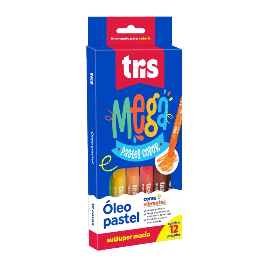 Giz de Cera Mega Pastel Color Óleo Pastel Super Macio 12 Cores ou 24 Cores