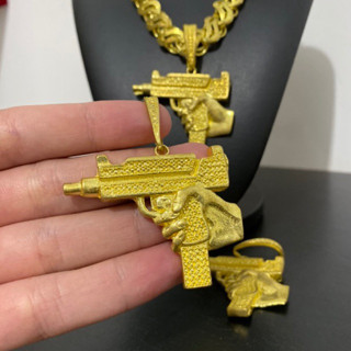 Pingente 100% em moeda antiga Mini Uzi grande