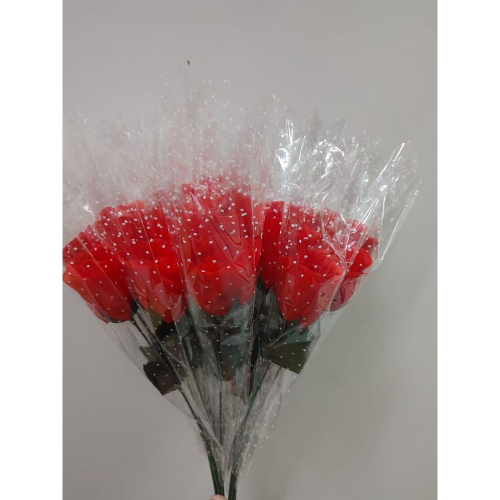 Kit com 24 botao de rosas vermelho artificial 40cm em Oferta na Shopee