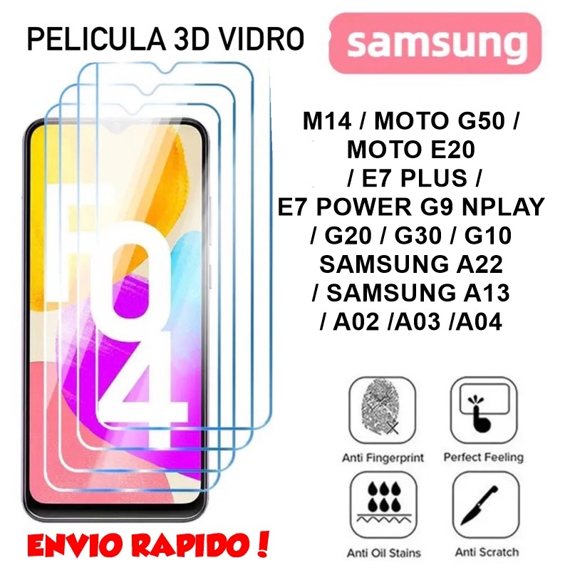 Película de Vidro 3D SAMSUNG Galaxy A14/ A22 /  A13 / A02 /A03 /A04