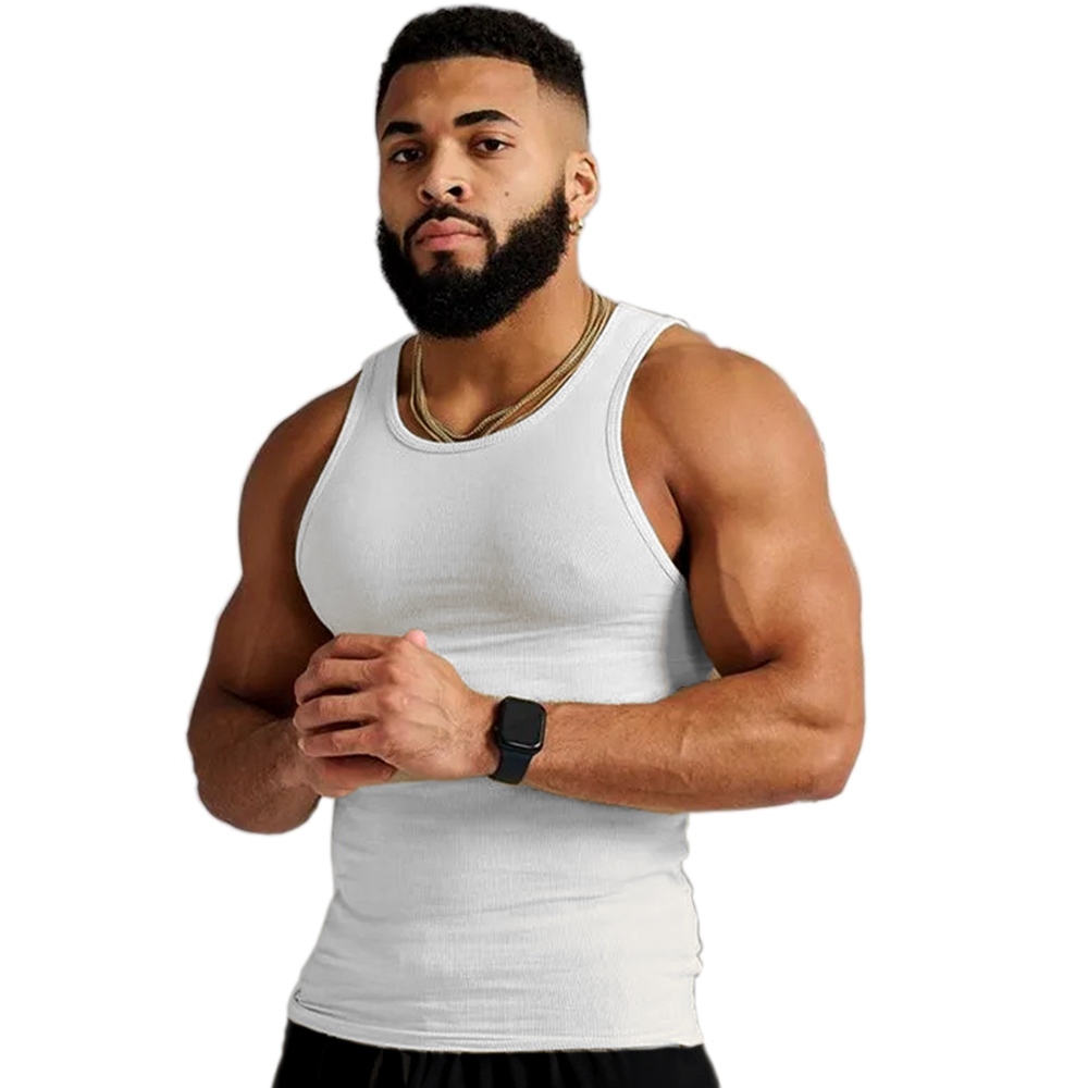 Camiseta Regata Americana Masculina Canelada de Academia cavada Fitness