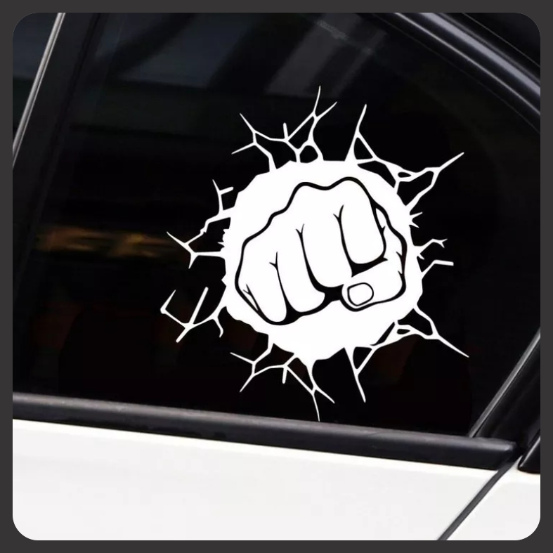 Adesivo Decorativo Soco No Vidro Para Carro Moto em Oferta na Shopee