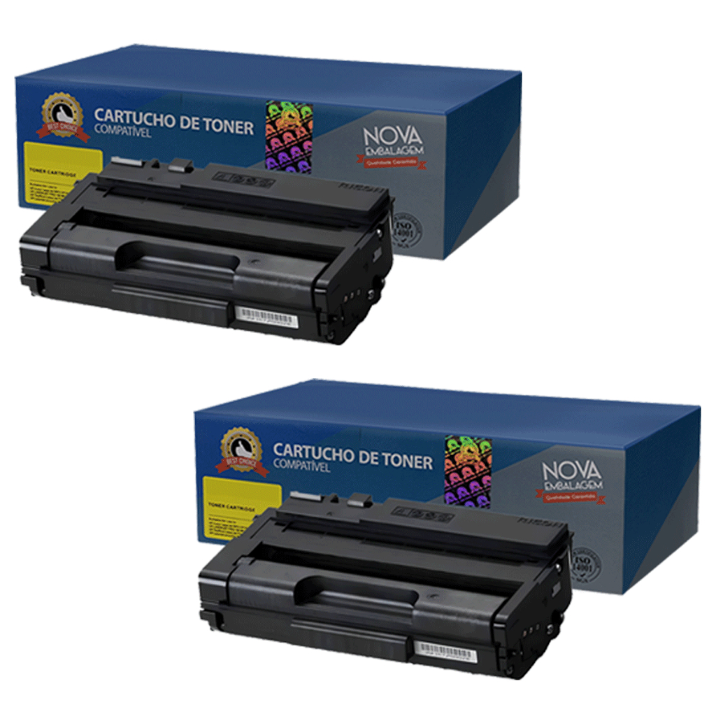 2x Cartucho de Toner Compatível p/ uso Ricoh SP3510 SP3500 SP3410 3510 Preto 6.4K