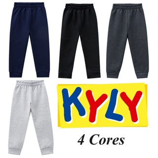 Kit 3 Calça Moletom Flanelada Punho Infantil Kyly Original Oferta em Oferta na Shopee