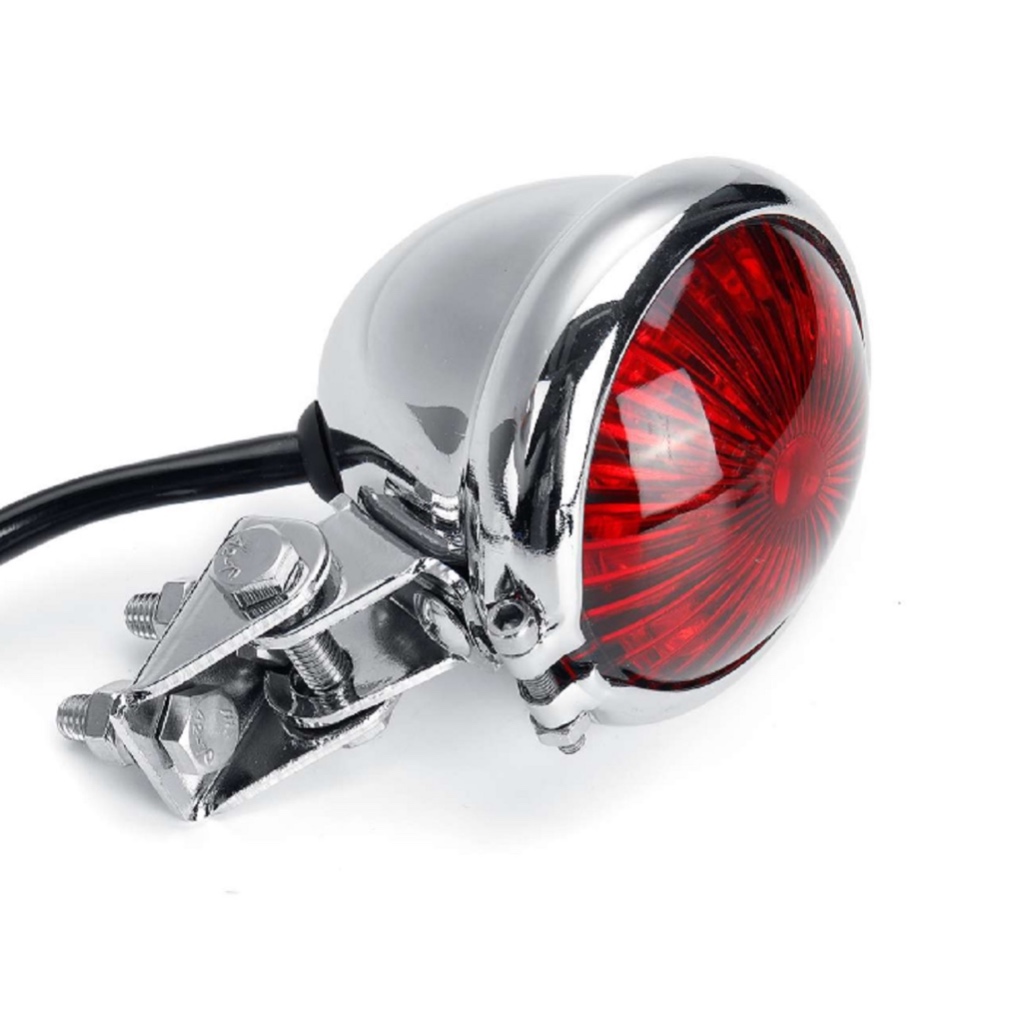 Lanterna universal articulada Traseira bola bolinha redonda freio e luz iluminação em LED para Motos Custom prata ou preto lente Vermelho ou Fumê