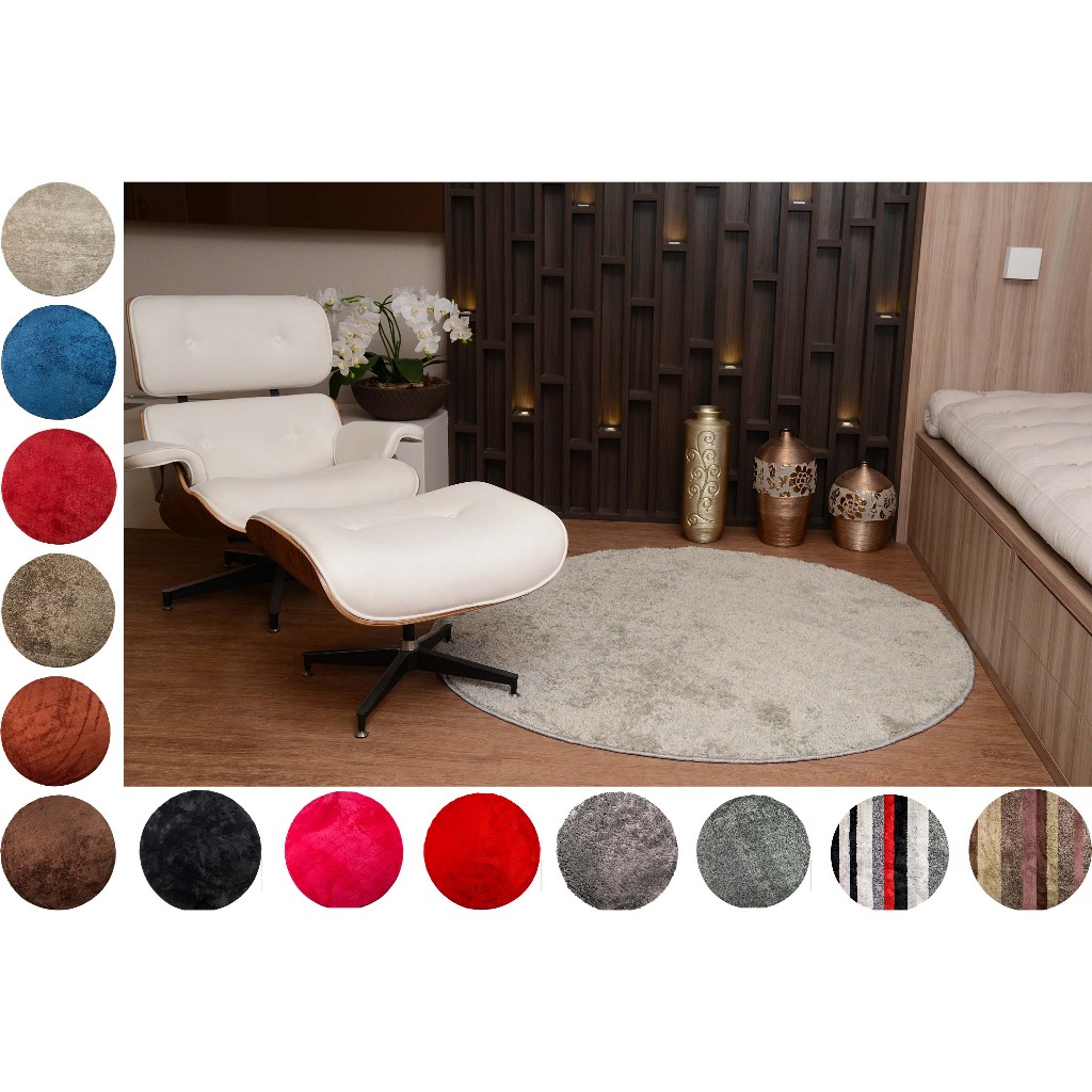 Tapete Redondo 1,20m  Quarto Sala Escritório Pelo Macio Antiderrapante em Oferta na Shopee