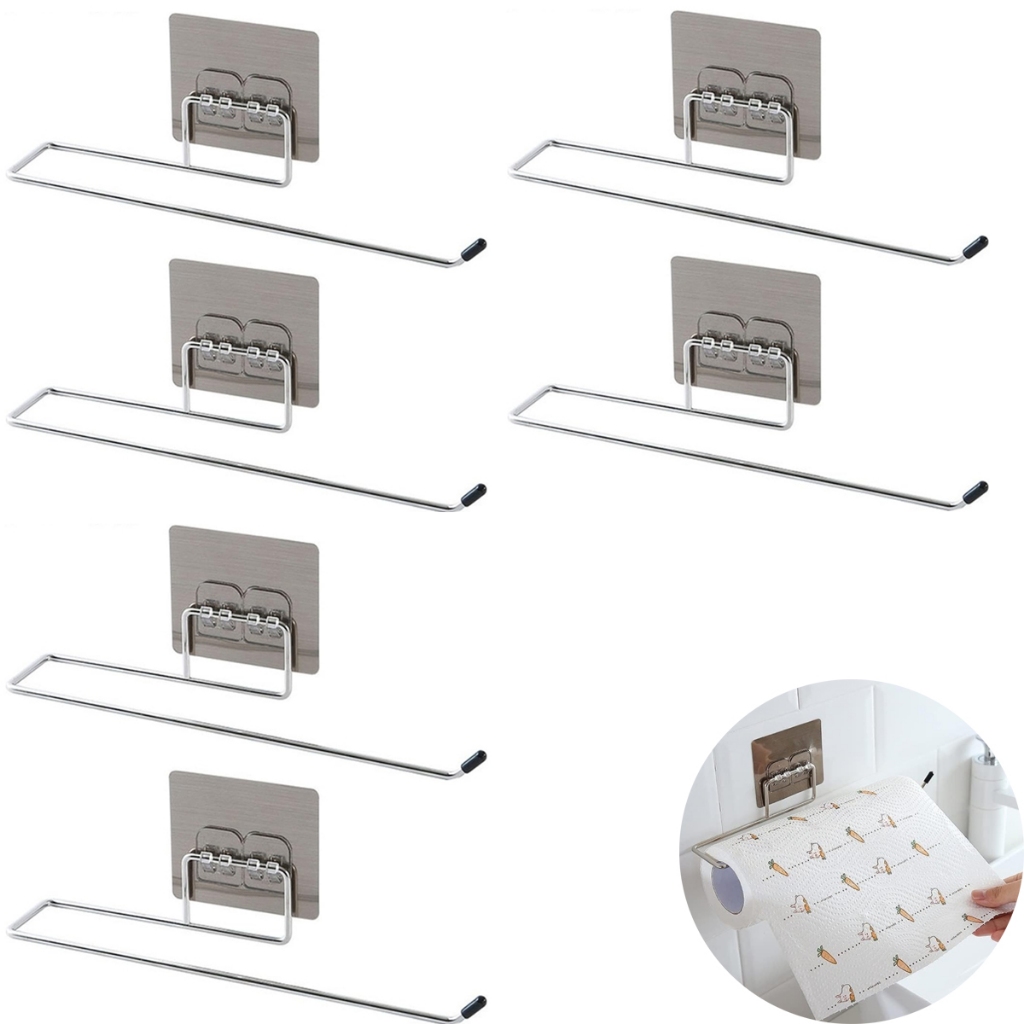Kit 6 Suporte Adesivo Para Pendurar Papel Toalha E Pano