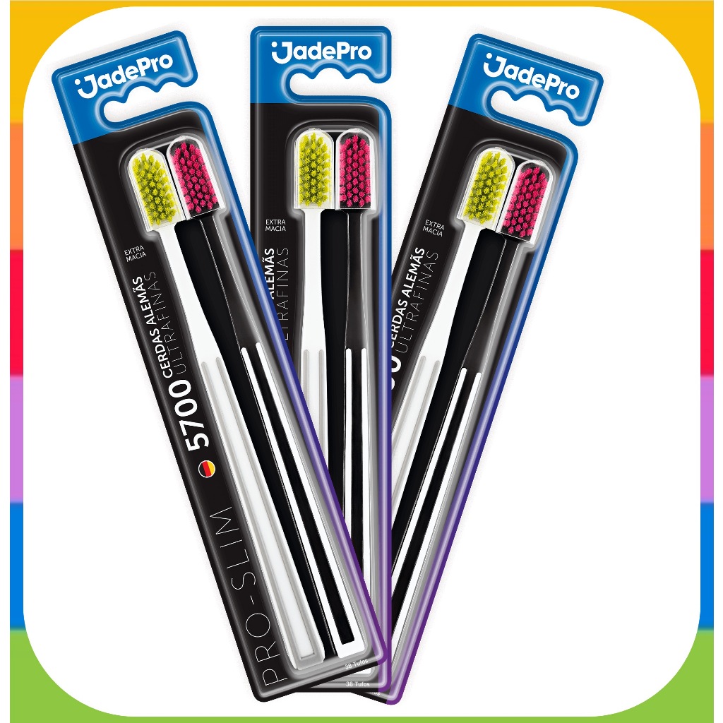 Kit 6 Escovas De Dente 5700 Cerdas Alemã Ultra Finas Jadepro