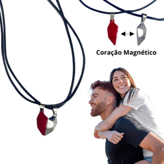 2pçs Colar Unissex Com Pingente De Coração Magnética Para Casais/Presente Do Dia Dos Namoradose Coração Magnético Romântico Para Casais