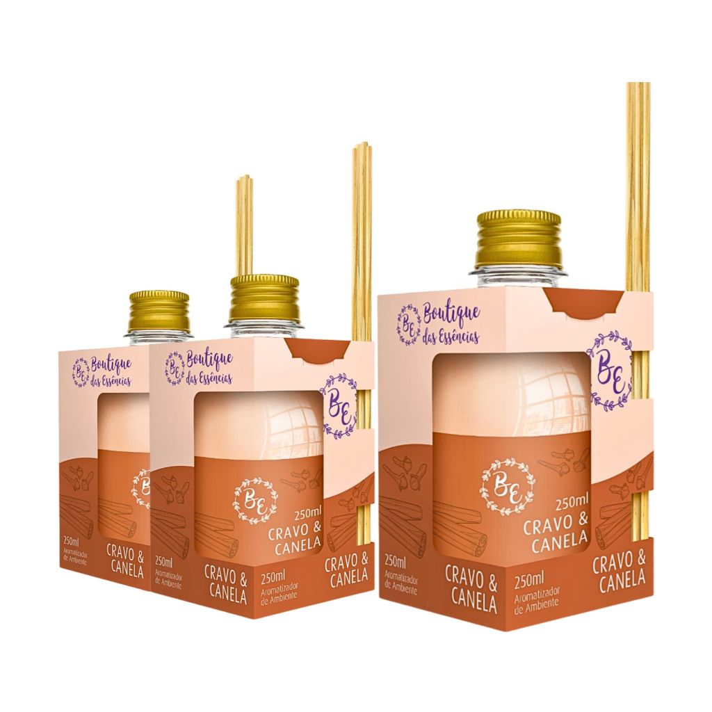 3 Difusor/Cheirinho para casa/loja/banheiro De Ambiente 250ml Boutique Cravo E Canela